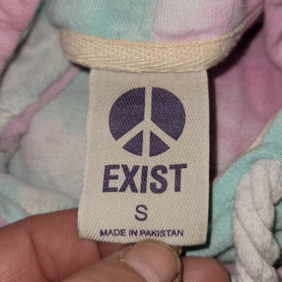 670. Exist Long Sleeve Hoodie Tie Dye Rainbow Colors Sz S - Picture 6 of 6